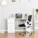 HOMCOM 47" Home Office Desk, Modern Desk with Storage with 3 Drawer and Storage Shelf, White - Image 8