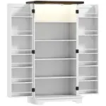 HOMCOM 47" Kitchen Cabinet with Sensing LED Light, Kitchen Pantry Cabinet with Doors, Adjustable Shelves, Door Shelves, White