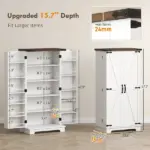 HOMCOM 47" Kitchen Cabinet with Sensing LED Light, Kitchen Pantry Cabinet with Doors, Adjustable Shelves, Door Shelves, White - Image 3
