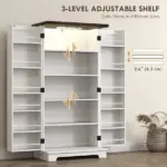 HOMCOM 47" Kitchen Cabinet with Sensing LED Light, Kitchen Pantry Cabinet with Doors, Adjustable Shelves, Door Shelves, White - Image 7