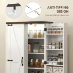 HOMCOM 47" Kitchen Cabinet with Sensing LED Light, Kitchen Pantry Cabinet with Doors, Adjustable Shelves, Door Shelves, White - Image 8