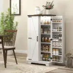 HOMCOM 47" Kitchen Cabinet with Sensing LED Light, Kitchen Pantry Cabinet with Doors, Adjustable Shelves, Door Shelves, White - Image 10