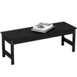 47" Outdoor Bench Seat, HDPE All-Weather Garden Bench, Backless Slatted Patio Bench for Yard, Porch, Park, Black - Image 11
