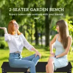 47" Outdoor Bench Seat, HDPE All-Weather Garden Bench, Backless Slatted Patio Bench for Yard, Porch, Park, Black - Image 4