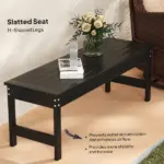 47" Outdoor Bench Seat, HDPE All-Weather Garden Bench, Backless Slatted Patio Bench for Yard, Porch, Park, Black - Image 6