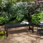 47" Outdoor Bench Seat, HDPE All-Weather Garden Bench, Backless Slatted Patio Bench for Yard, Porch, Park, Black - Image 7