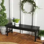 47" Outdoor Bench Seat, HDPE All-Weather Garden Bench, Backless Slatted Patio Bench for Yard, Porch, Park, Black - Image 10