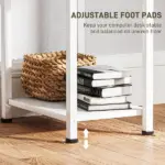 47" Small Computer Desk, Writing Desk with Fabric Drawers, Home Office Desk with Adjustable Shelves, White - Image 6