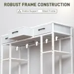47" Small Computer Desk, Writing Desk with Fabric Drawers, Home Office Desk with Adjustable Shelves, White - Image 7