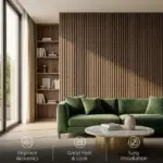 HOMCOM 47" x 24" Wood Panels for Wall, 4 Pack Acoustic Panels, Sound Absorbing Slat Wall for Wall Decor, Home, Walnut - Image 4