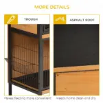 48 Inch 2 Level Wooden Rabbit Hutch with Ramp, Tray and Feeding Trough, Natural - Image 8