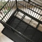 48" Heavy Duty Dog Crate Metal Cage Kennel with Lockable Wheels, Double Door and Removable Tray, gray - Image 9