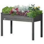 48" Raised Garden Bed Elevated Wooden Planter Box with Holes for Vegetables Herb Flowers Dark Gray - Image 11