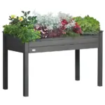 48" Raised Garden Bed Elevated Wooden Planter Box with Holes for Vegetables Herb Flowers Dark Gray