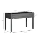 48" Raised Garden Bed Elevated Wooden Planter Box with Holes for Vegetables Herb Flowers Dark Gray - Image 3