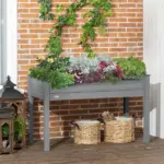 48" Raised Garden Bed Elevated Wooden Planter Box with Holes for Vegetables Herb Flowers Dark Gray - Image 10