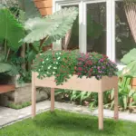 Outsunny 48 ft' Raised Garden Bed Wooden Elevated Planter Box DIY Paint with Holes for Vegetables Herb Flowers - Image 12