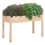 Outsunny 48 ft' Raised Garden Bed Wooden Elevated Planter Box DIY Paint with Holes for Vegetables Herb Flowers