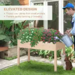 Outsunny 48 ft' Raised Garden Bed Wooden Elevated Planter Box DIY Paint with Holes for Vegetables Herb Flowers - Image 5