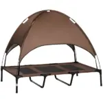 48" x 36" Elevated Portable Dog Cot Cooling Pet Bed with UV Protection Canopy Shade, Coffee - Image 11