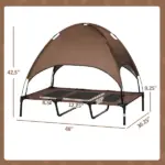 48" x 36" Elevated Portable Dog Cot Cooling Pet Bed with UV Protection Canopy Shade, Coffee - Image 3