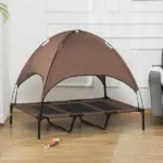 48" x 36" Elevated Portable Dog Cot Cooling Pet Bed with UV Protection Canopy Shade, Coffee - Image 10