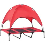 PawHut 48" x 36" Elevated Portable Dog Cot Cooling Pet Bed with UV Protection Canopy Shade, Red - Image 11