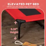 PawHut 48" x 36" Elevated Portable Dog Cot Cooling Pet Bed with UV Protection Canopy Shade, Red - Image 7