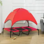 PawHut 48" x 36" Elevated Portable Dog Cot Cooling Pet Bed with UV Protection Canopy Shade, Red - Image 10