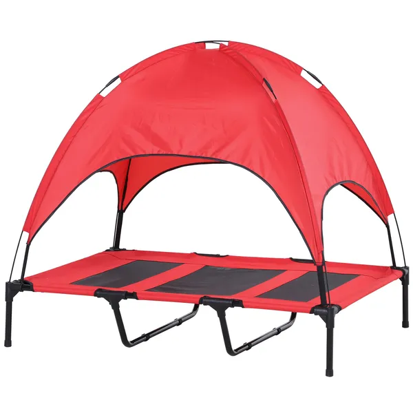 48-x-36-elevated-portable-dog-cot-cooling-pet-bed-with-uv-protection-canopy-shade-red.webp PawHut 48" x 36" Elevated Portable Dog Cot Cooling Pet Bed with UV Protection Canopy Shade, Red - Image 1