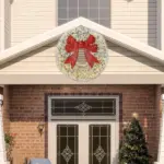 HOMCOM 48in Flocked Pre-Lit Christmas Wreath with 3D Red Bow, 11 Lighting Modes, Front Door Christmas Wreath with Remote - Image 8