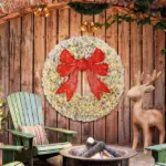 HOMCOM 48in Flocked Pre-Lit Christmas Wreath with 3D Red Bow, 11 Lighting Modes, Front Door Christmas Wreath with Remote - Image 10