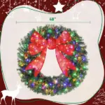 HOMCOM 48in Pre-Lit Christmas Wreath with 3D Red Bow, 11 Lighting Modes, Front Door Christmas Wreath with Remote - Image 3