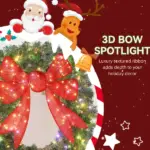 HOMCOM 48in Pre-Lit Christmas Wreath with 3D Red Bow, 11 Lighting Modes, Front Door Christmas Wreath with Remote - Image 6