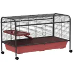 48"L Small Animal Cage, Pet Play House for Rabbit Hutch Ferret with Feeder, Rolling Wheels, Platform, Ramp - Image 11