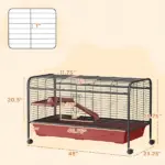 48"L Small Animal Cage, Pet Play House for Rabbit Hutch Ferret with Feeder, Rolling Wheels, Platform, Ramp - Image 3