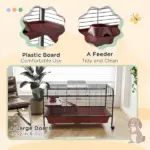 48"L Small Animal Cage, Pet Play House for Rabbit Hutch Ferret with Feeder, Rolling Wheels, Platform, Ramp - Image 7