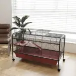48"L Small Animal Cage, Pet Play House for Rabbit Hutch Ferret with Feeder, Rolling Wheels, Platform, Ramp - Image 9