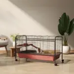 48"L Small Animal Cage, Pet Play House for Rabbit Hutch Ferret with Feeder, Rolling Wheels, Platform, Ramp - Image 10