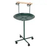 PawHut 48 Inch Bird Play Stand with Wheels Perch and Stainless Steel Bowls Green