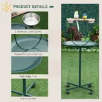 PawHut 48 Inch Bird Play Stand with Wheels Perch and Stainless Steel Bowls Green - Image 5