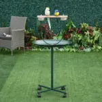 PawHut 48 Inch Bird Play Stand with Wheels Perch and Stainless Steel Bowls Green - Image 10