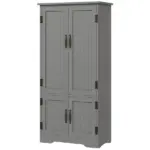 49" Floor Cabinet with Large Space, Farmhouse Pantry Storage with Adjustable Shelves, Cupboard for Home, Dining Room, Gray