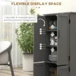 49" Floor Cabinet with Large Space, Farmhouse Pantry Storage with Adjustable Shelves, Cupboard for Home, Dining Room, Gray - Image 6