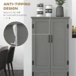 49" Floor Cabinet with Large Space, Farmhouse Pantry Storage with Adjustable Shelves, Cupboard for Home, Dining Room, Gray - Image 7