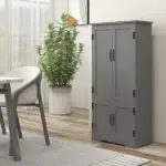 49" Floor Cabinet with Large Space, Farmhouse Pantry Storage with Adjustable Shelves, Cupboard for Home, Dining Room, Gray - Image 10