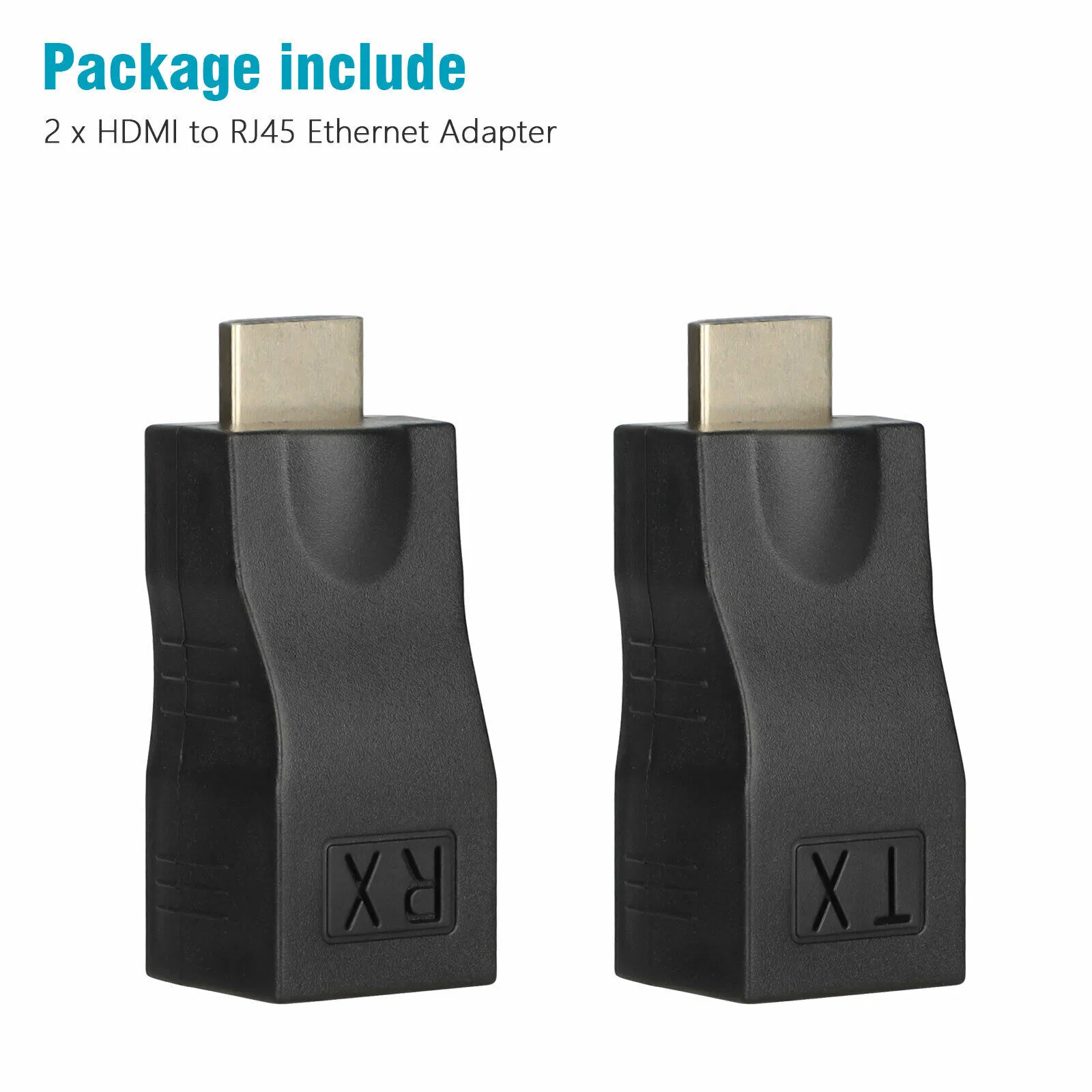 2 Piece HDMI Extender Over Cat5e Cat6 RJ45 Adapter Set up to 4K