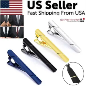 4pcs mens stainless steel tie clip necktie bar clasp clamp pin gold black silver 6