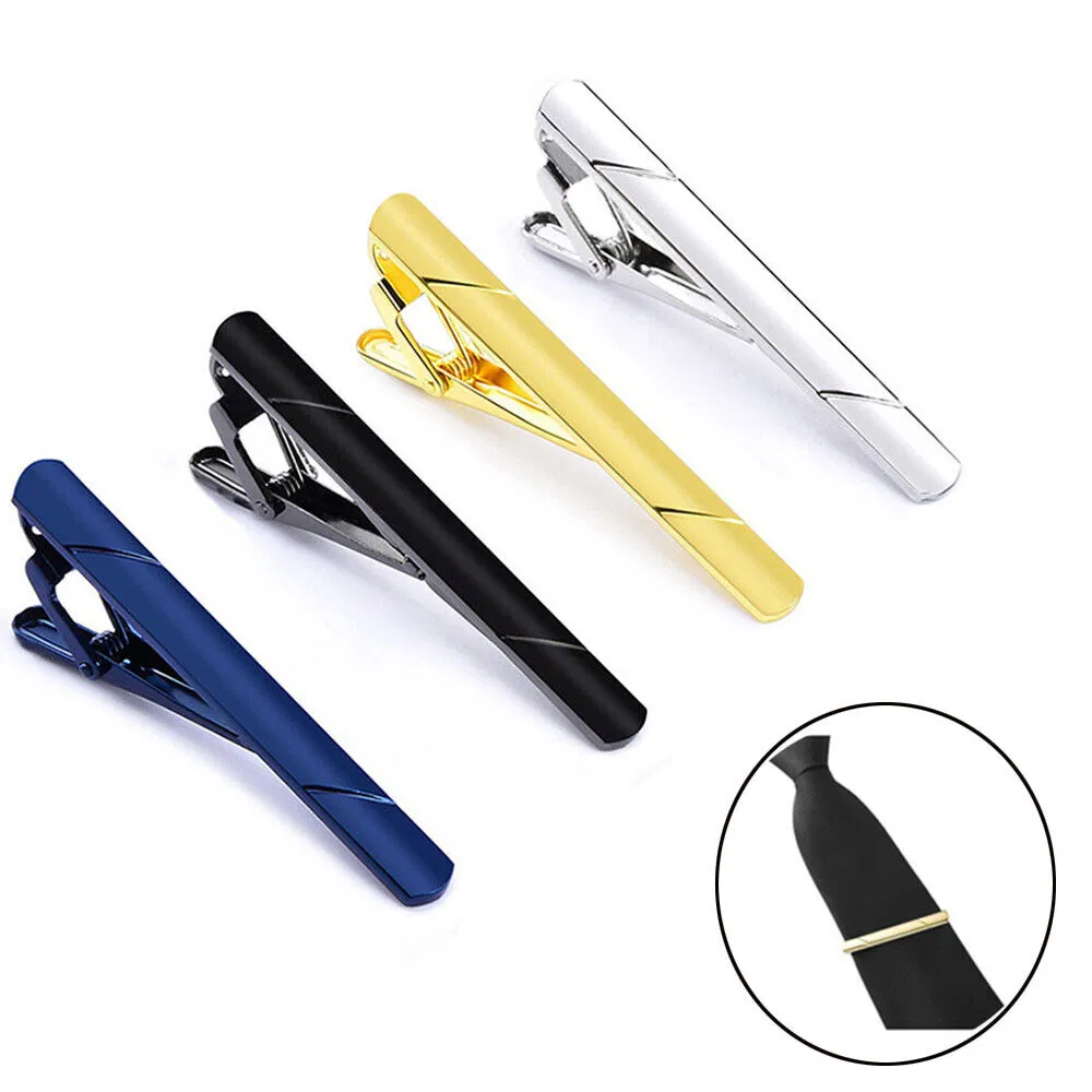4 Pack Mens Tie Clips in Gold Black and Silver