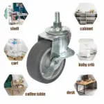4 Pack 3 Inch Heavy Duty Rubber Swivel Casters with Brakes 600 lb Set Capacity - Image 11